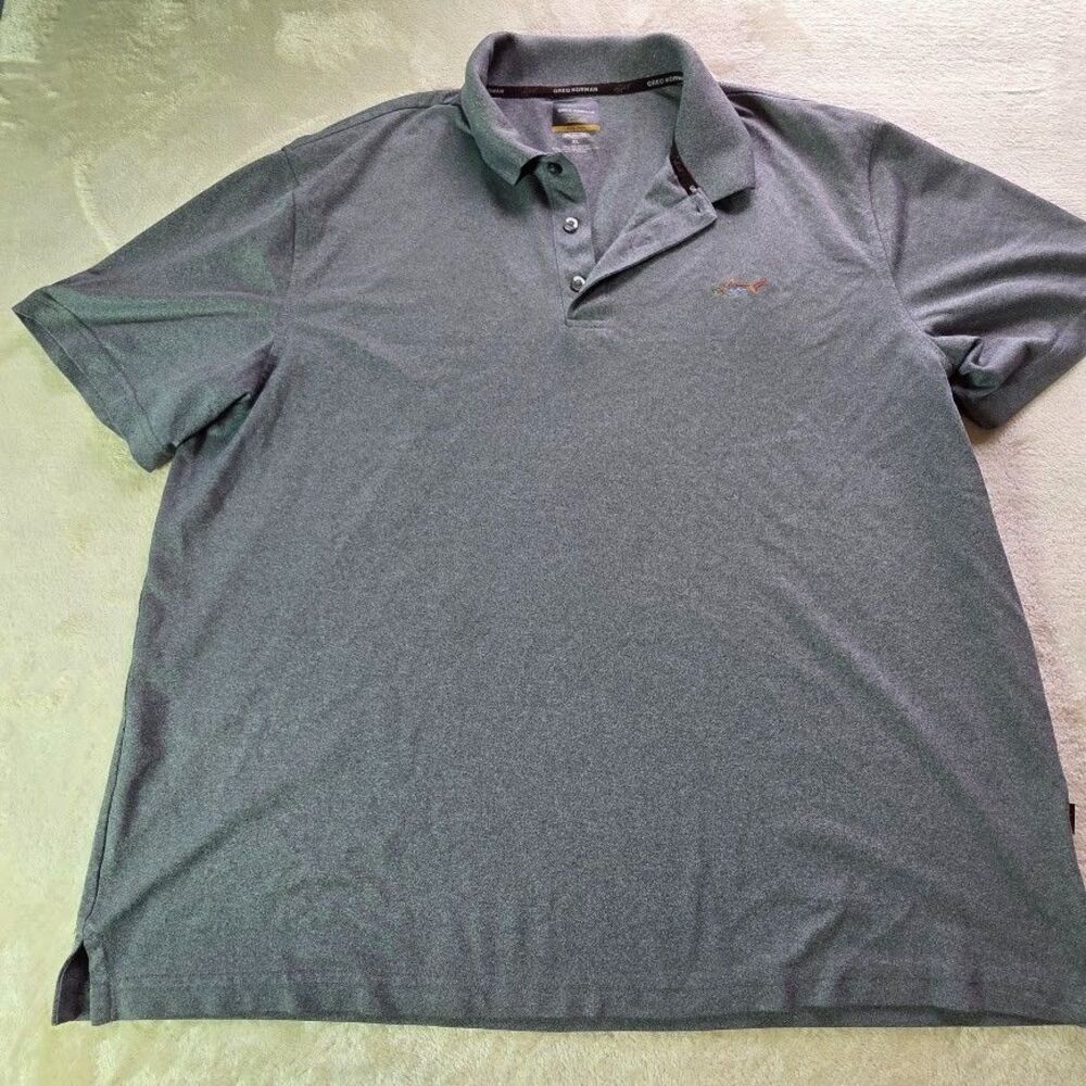 Greg Norman Tasso Elba Play Dry Short Sleeve Golf Polo Shirt XL Gray Shark Logo